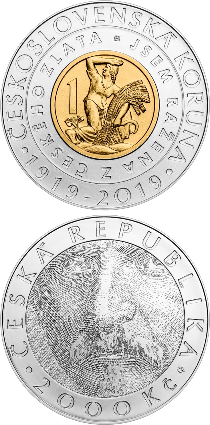 Image of 2000 koruna coin - Creation of Czechoslovak currency | Czech Republic 2019