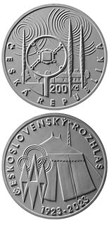 200 koruna coin 100th Anniversary of the Start of regular broadcasting by Czechoslovak Radio | Czech Republic 2023