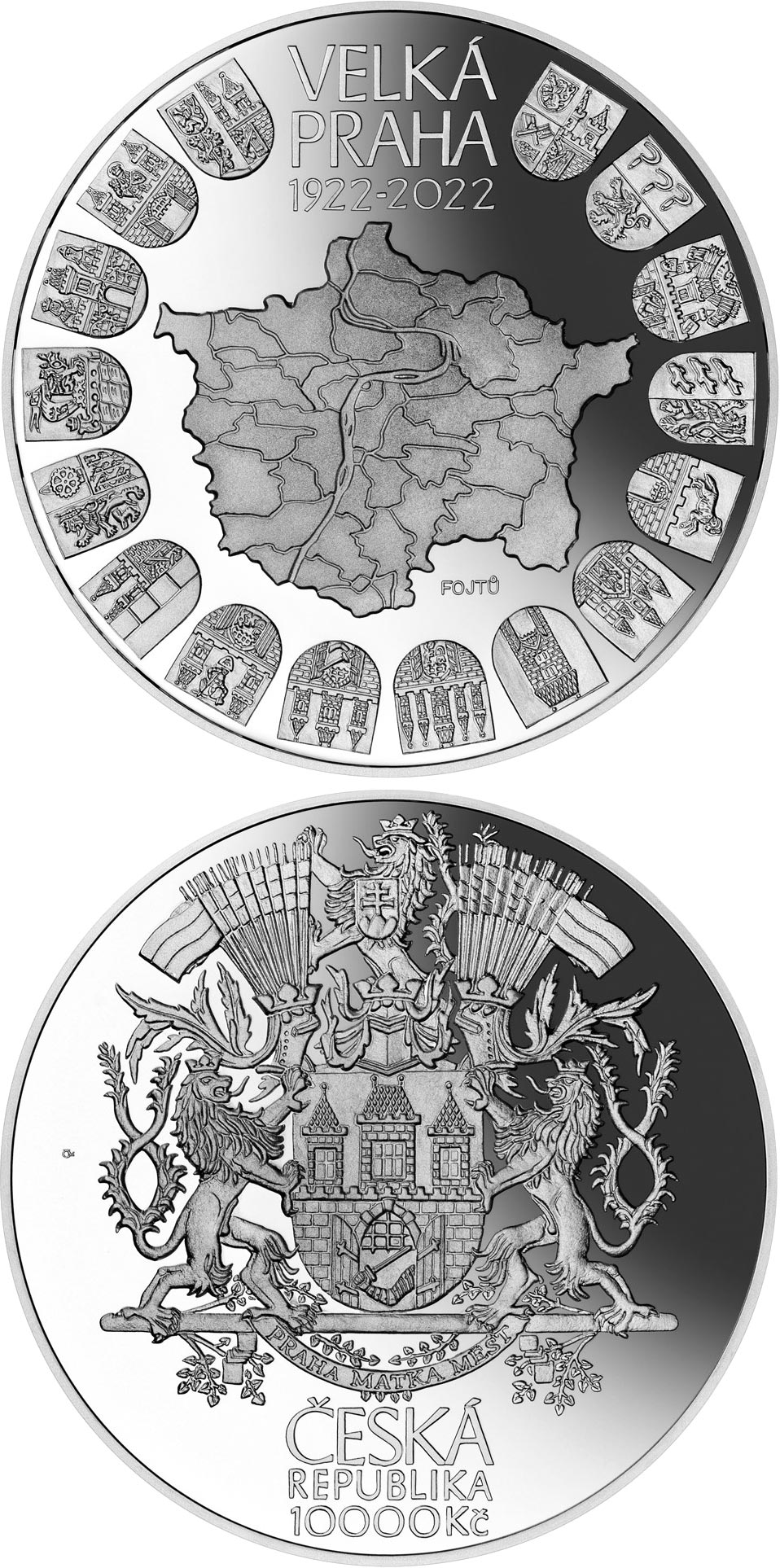 Image of 10000 koruna coin - 100th Anniversary of the Establishment of Great Prague | Czech Republic 2022