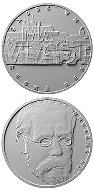 Image of 200 koruna coin - 200th Anniversary of the Birth of Bedřich Smetana | Czech Republic 2024.  The Silver coin is of Proof, BU quality.