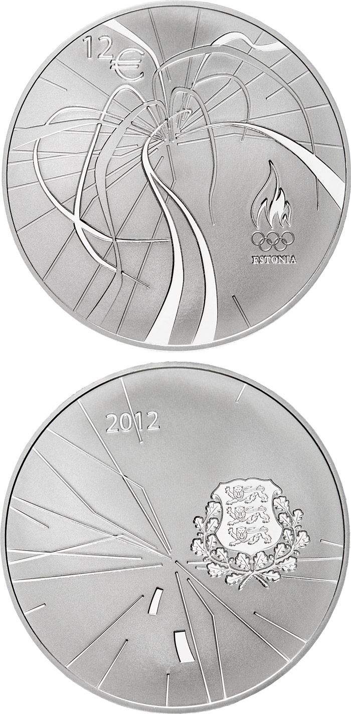 Image of 12 euro coin - XXX Summer Olympic Games in London | Estonia 2012.  The Silver coin is of Proof quality.