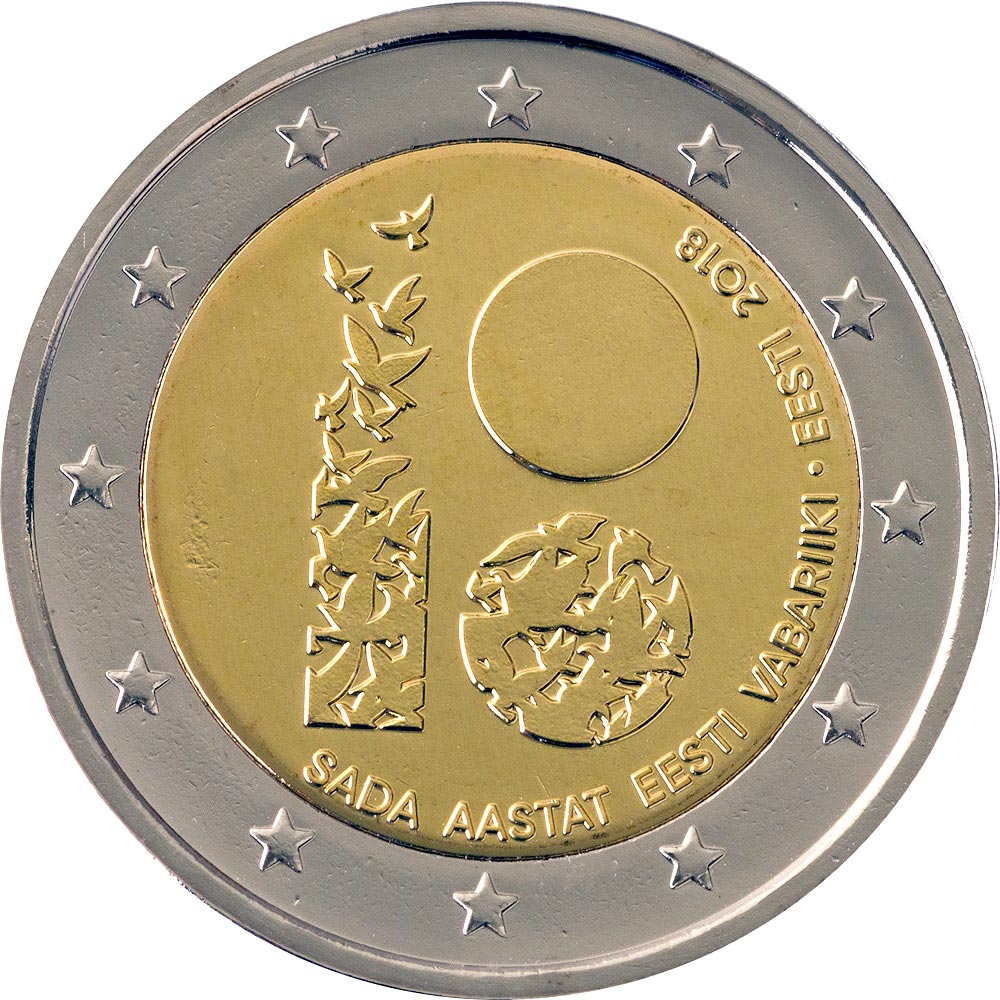 Image of 2 euro coin - 100th anniversary of the Republic of Estonia | Estonia 2018