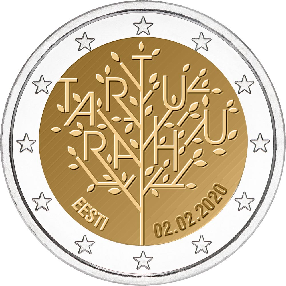 Image of 2 euro coin - Centenary of the Tartu Peace Treaty | Estonia 2020