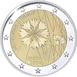 2 euro coin Estonian national flower, the cornflower | Estonia 2024