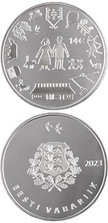 14 euro coin Estonian farming couple | Estonia 2023