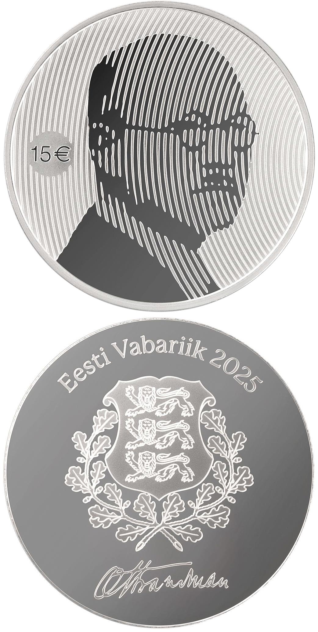 Image of 15 euro coin - 150th anniversary of the birth of Otto Strandman | Estonia 2025. The Silver coin is of Proof quality. Image of 15 euro coin - 150th anniversary of the birth of Otto Strandman | Estonia 2025. The Silver coin is of Proof quality.