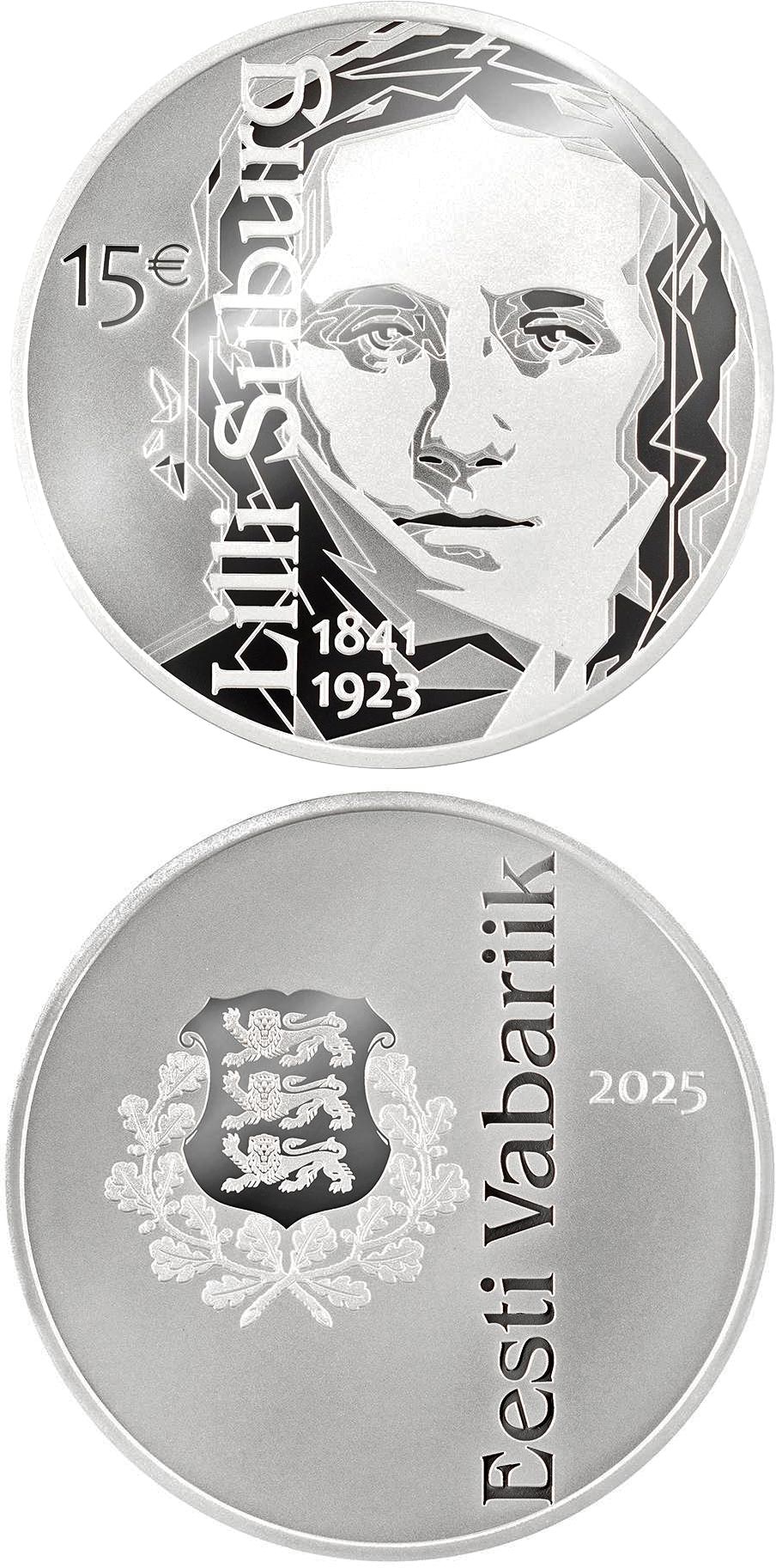 Image of 15 euro coin - Lilli Suburg | Estonia 2025. The Silver coin is of Proof quality. Image of 15 euro coin - Lilli Suburg | Estonia 2025. The Silver coin is of Proof quality.