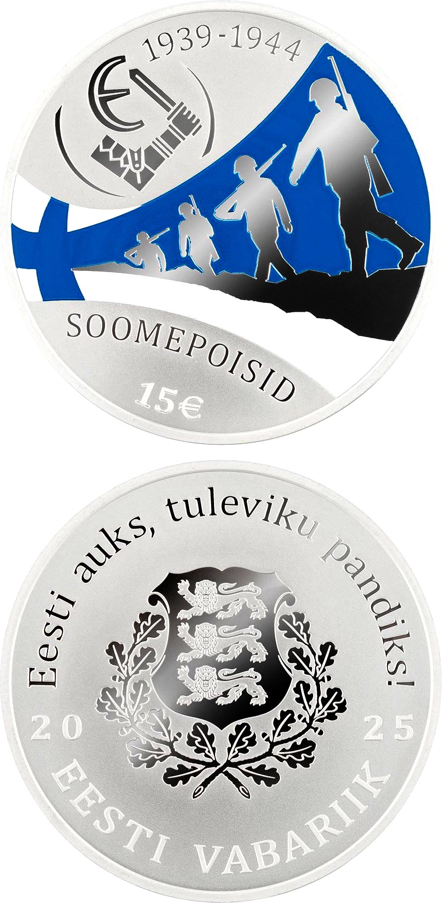 Image of 15 euro coin - The Finnish Boys | Estonia 2025. The Silver coin is of Proof quality. Image of 15 euro coin - The Finnish Boys | Estonia 2025. The Silver coin is of Proof quality.