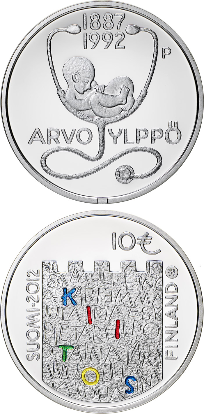 Image of 10 euro coin - Arvo Ylppö and Medicin | Finland 2012