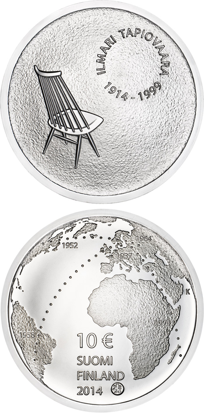 Image of 10 euro coin - Ilmari Tapiovaara and the Art of Interior Design | Finland 2014