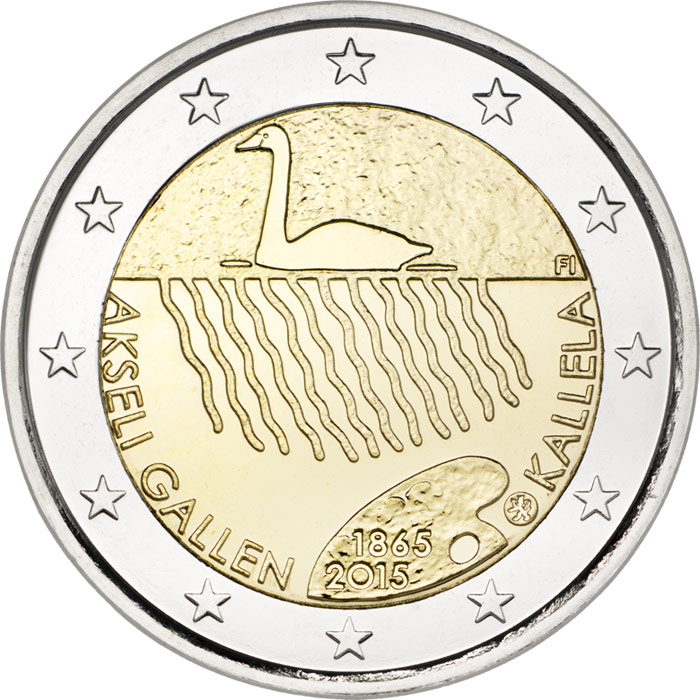 Image of 2 euro coin - 150th Anniversary of the Birth of Akseli Gallen-Kallela | Finland 2015