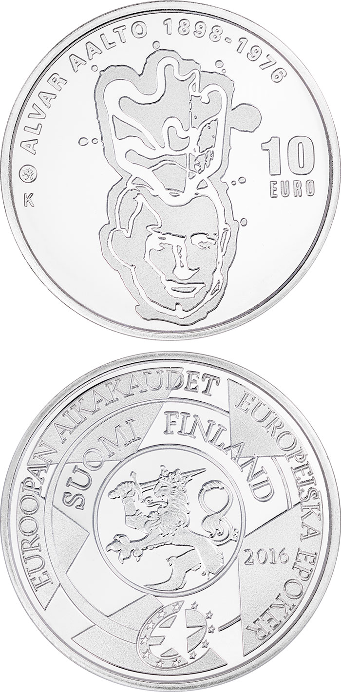 Image of 10 euro coin - Alvar Aalto | Finland 2016