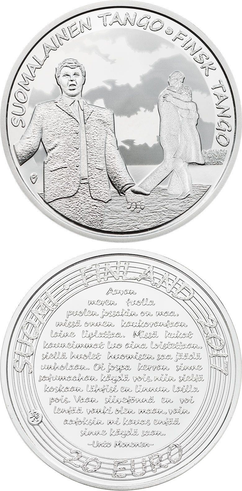 Image of 20 euro coin - Finnish tango | Finland 2017.  The Silver coin is of Proof quality.