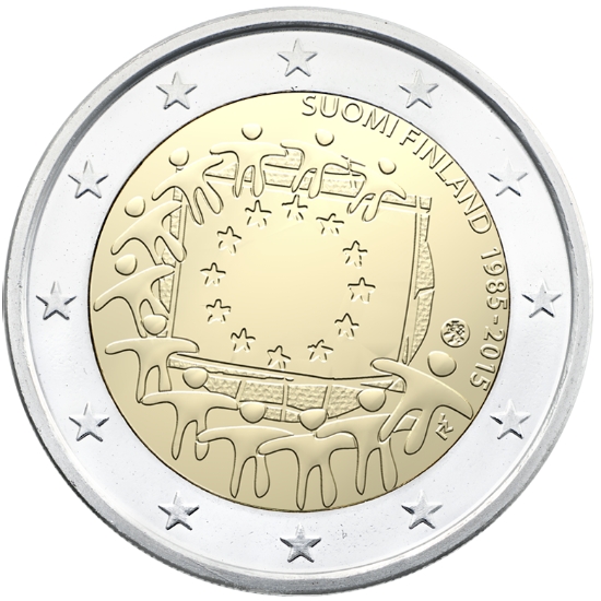 Image of 2 euro coin - The 30th anniversary of the EU flag | Finland 2015