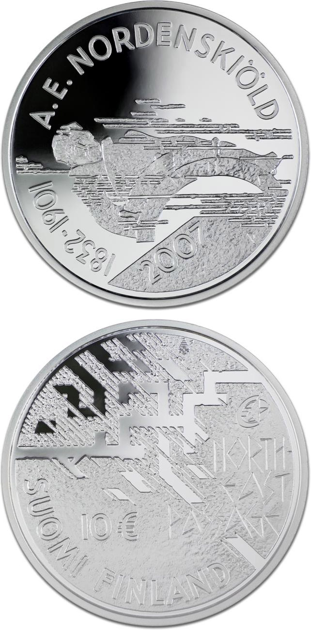Image of 10 euro coin - A.E. Nordenskiöld and North-East Passage  | Finland 2007