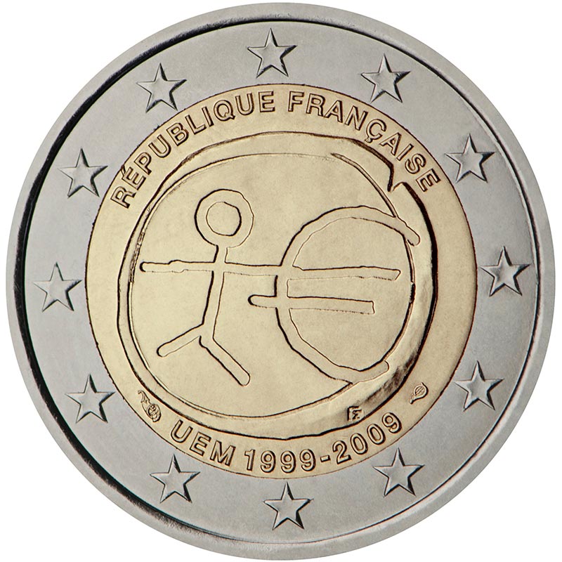 Image of 2 euro coin - 10th Anniversary of the Introduction of the Euro | France 2009