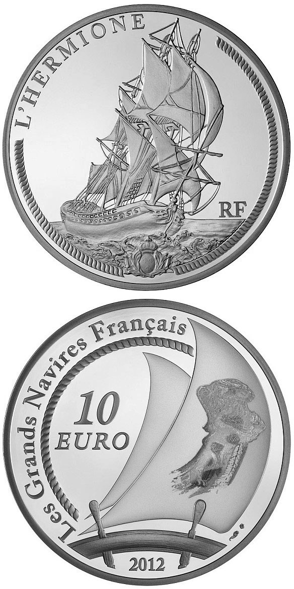 Image of 10 euro coin - The Hermione | France 2012