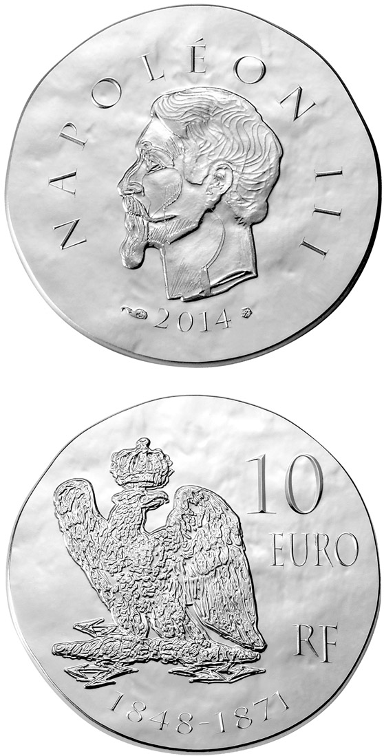 Image of 10 euro coin - Napoleon III | France 2014.  The Silver coin is of Proof quality.