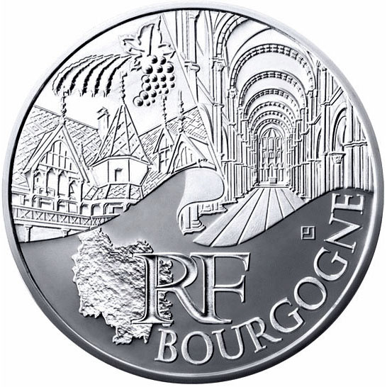 Image of 10 euro coin - Burgundy | France 2011.  The Silver coin is of UNC quality.