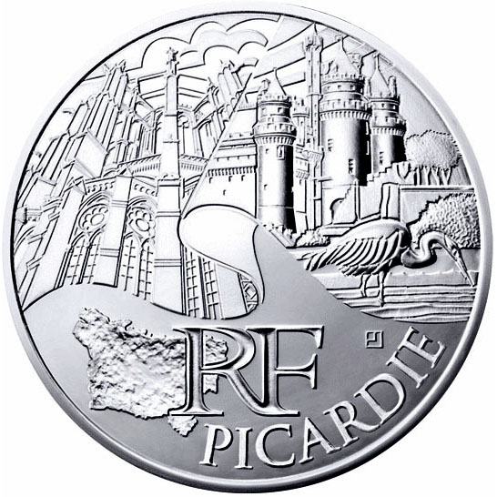 Image of 10 euro coin - Picardy | France 2011.  The Silver coin is of UNC quality.