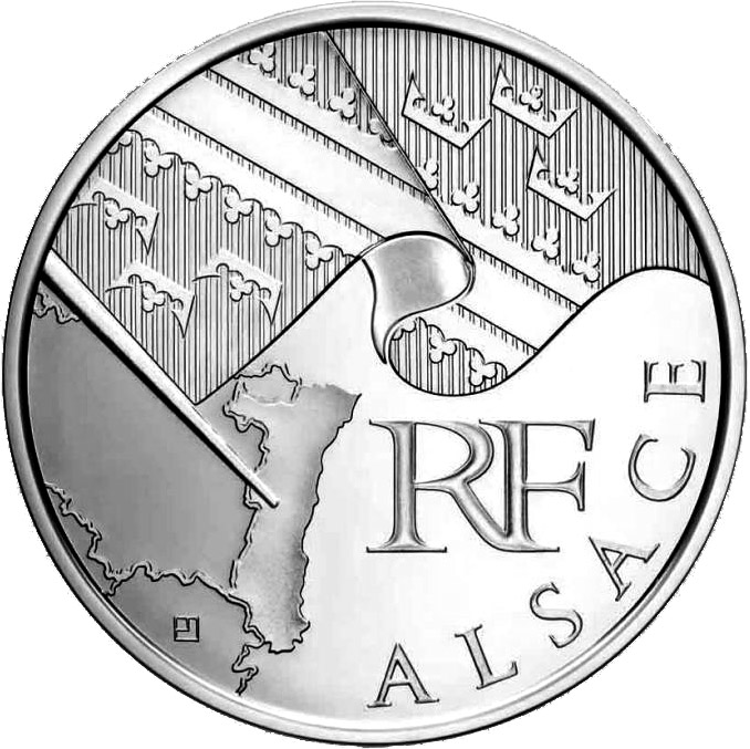 Image of 10 euro coin - Alsace | France 2010.  The Silver coin is of UNC quality.