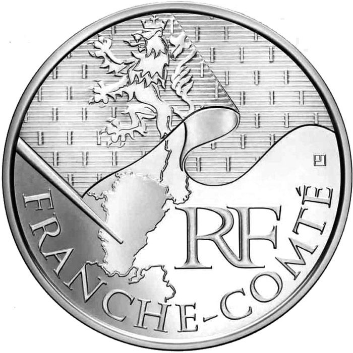 Image of 10 euro coin - Franche comte | France 2010.  The Silver coin is of UNC quality.
