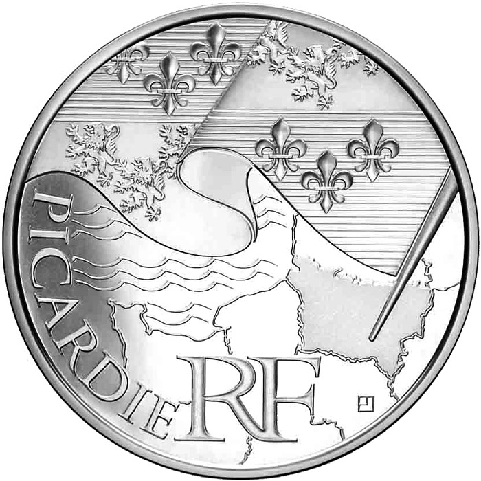 Image of 10 euro coin - Picardy | France 2010.  The Silver coin is of UNC quality.