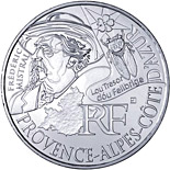 10 euro coin Provence Alpes Azur (Frédéric Mistral) | France 2012