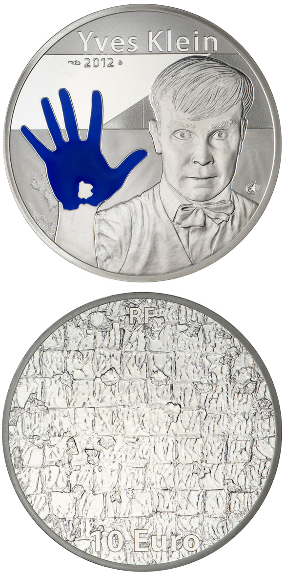 Image of 10 euro coin - Yves Klein | France 2012.  The Silver coin is of Proof quality.