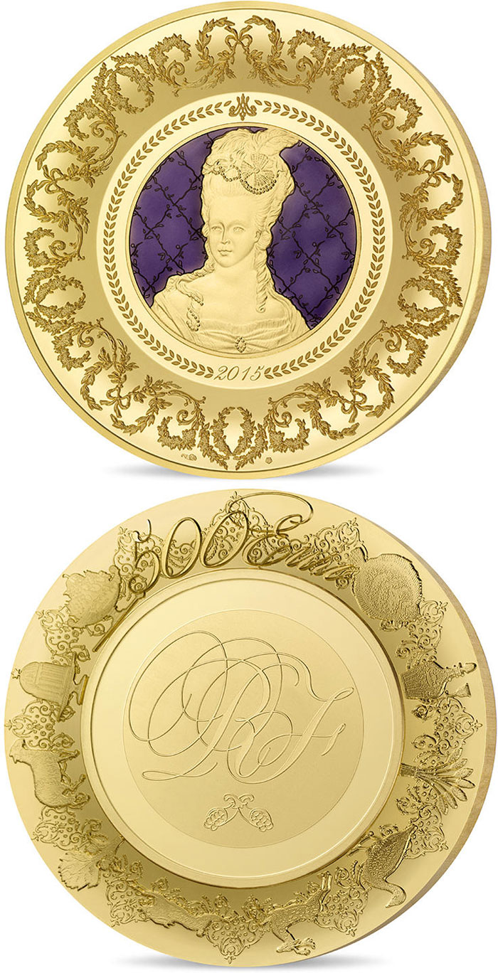 Image of 500 euro coin - Manufacture de Sèvres | France 2015.  The Gold coin is of Proof quality.