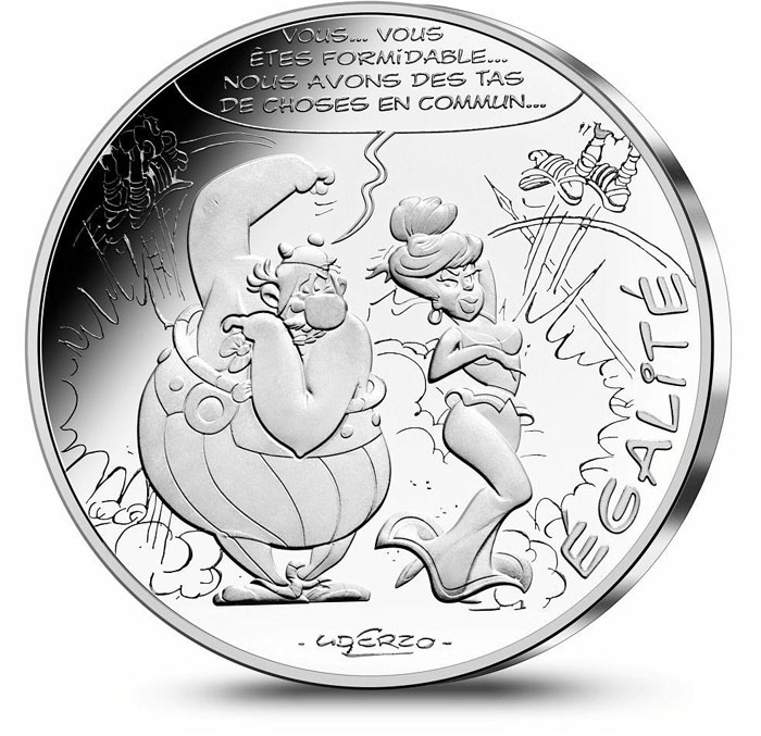 Image of 10 euro coin - Equality Slapping | France 2015.  The Silver coin is of UNC quality.