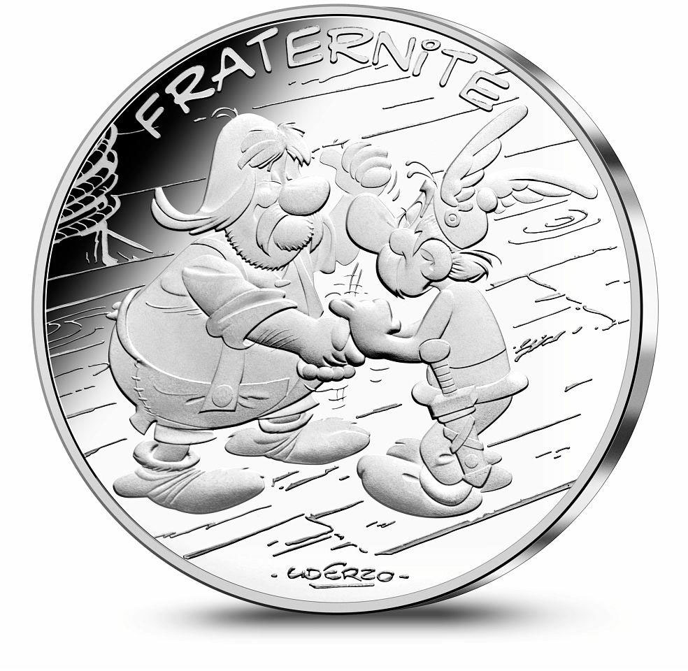 Image of 10 euro coin - Fraternité Suisse | France 2015.  The Silver coin is of UNC quality.