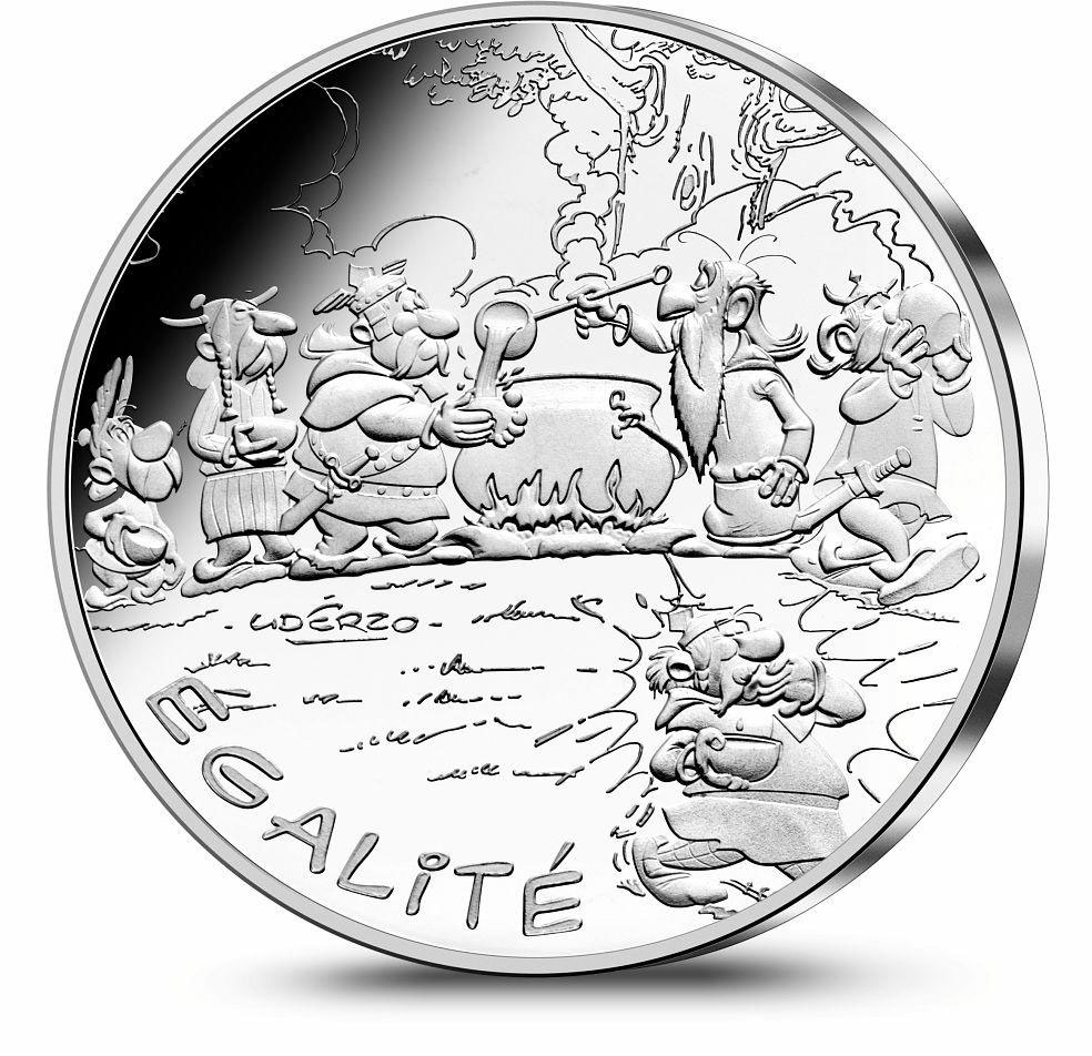 Image of 10 euro coin - Equality Potion Distribution | France 2015.  The Silver coin is of UNC quality.