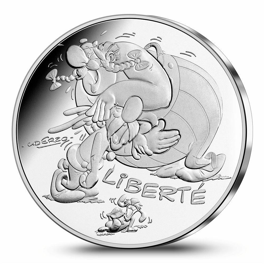 Image of 10 euro coin - Liberty Laugh | France 2015.  The Silver coin is of UNC quality.
