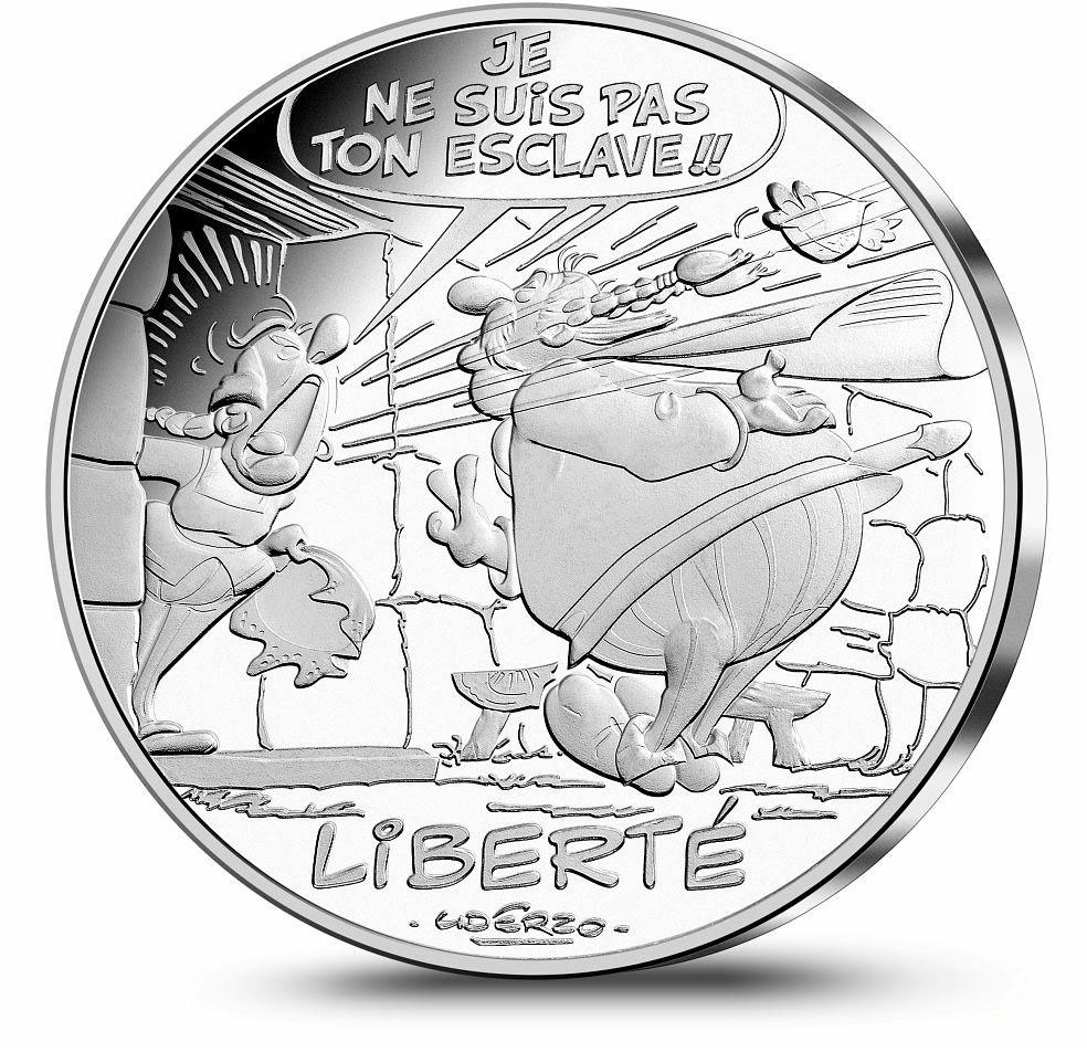 Image of 10 euro coin - Liberty Impedimenta | France 2015.  The Silver coin is of UNC quality.
