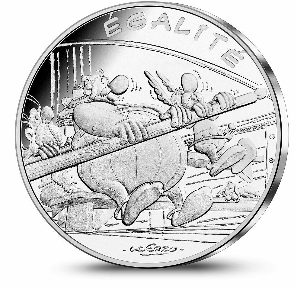 Image of 10 euro coin - Equality Rowing | France 2015.  The Silver coin is of UNC quality.