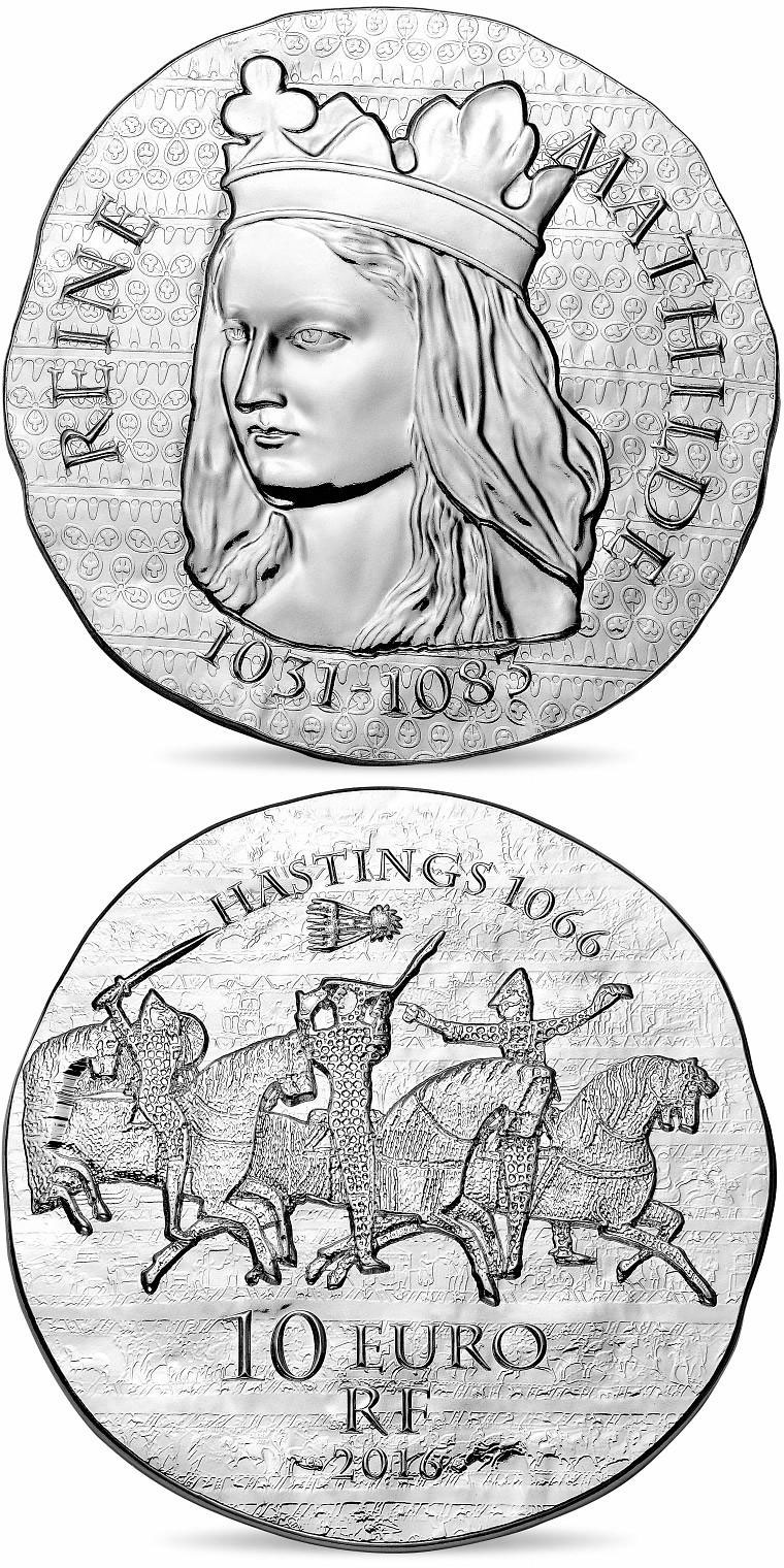 Image of 10 euro coin - Queen Matilda  | France 2016.  The Silver coin is of Proof quality.