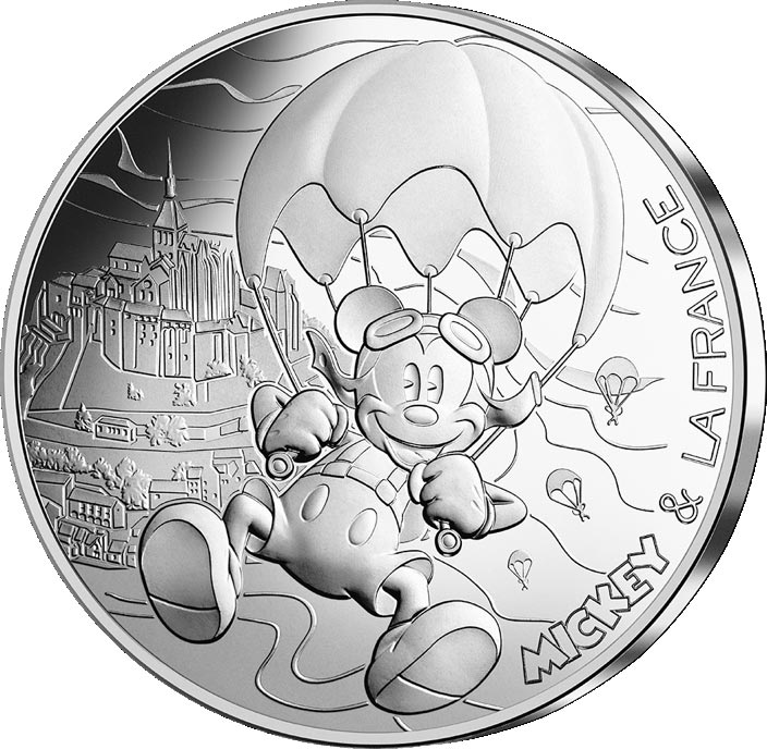 Image of 10 euro coin - Mickey et la France - Free as a bird | France 2018.  The Silver coin is of UNC quality.
