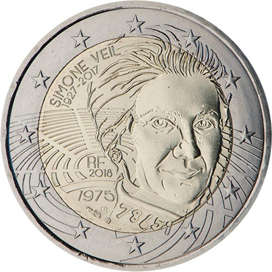 Image of 2 euro coin - Simone Veil | France 2018