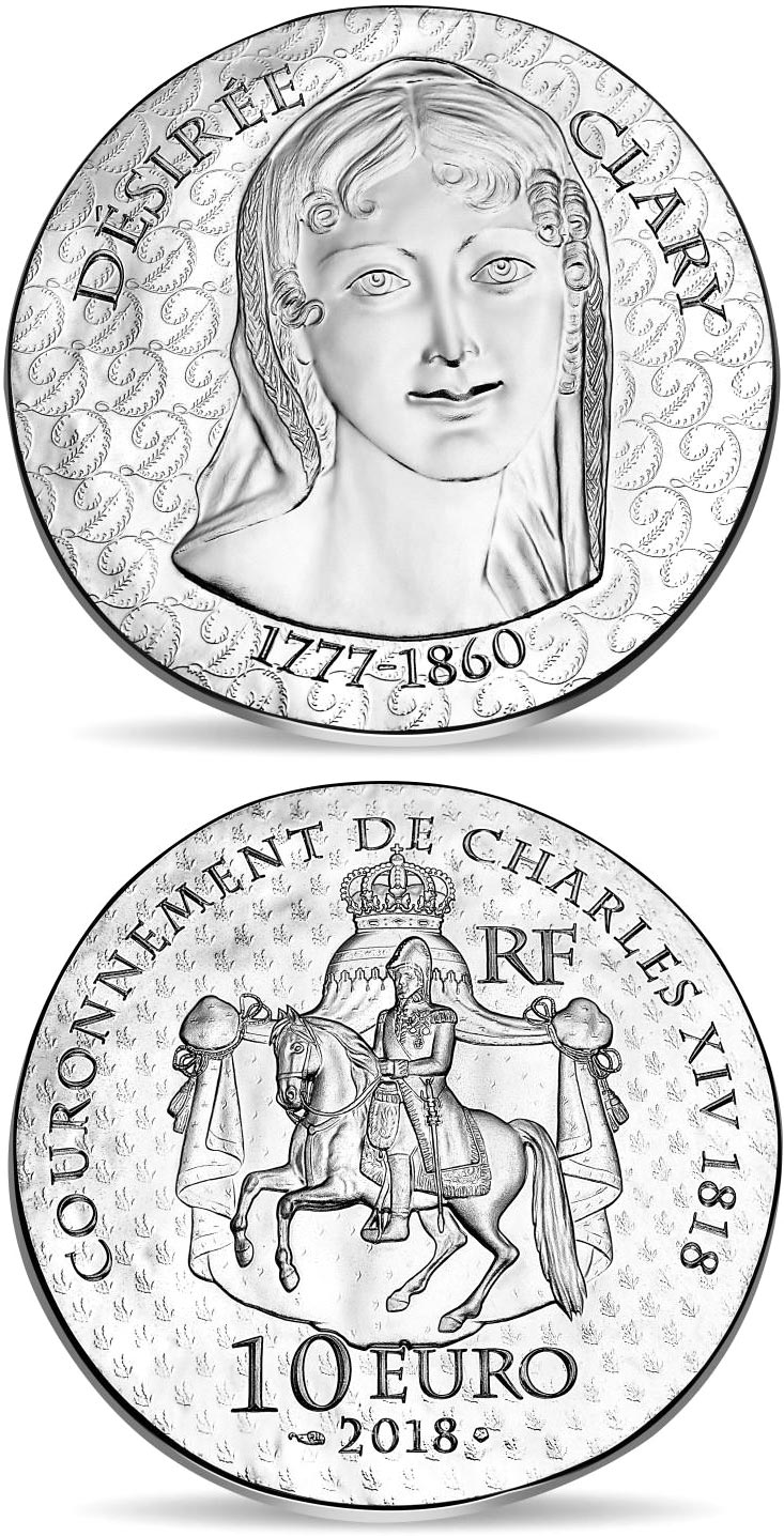 Image of 10 euro coin - Désirée Clary | France 2018.  The Silver coin is of Proof quality.