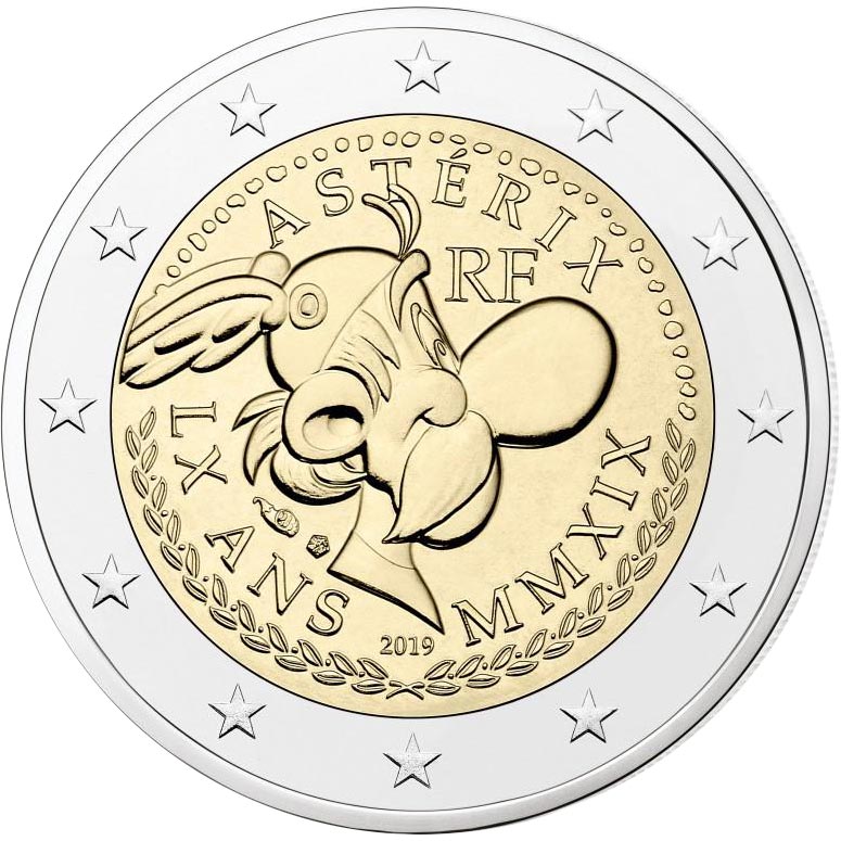 Image of 2 euro coin - 60 Years of Asterix  | France 2019