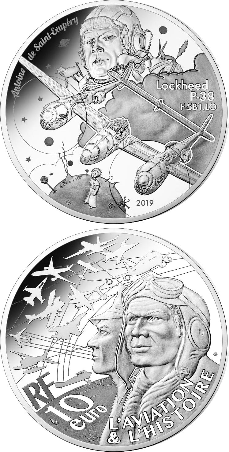Image of 10 euro coin - The P-38 | France 2019.  The Silver coin is of Proof quality.