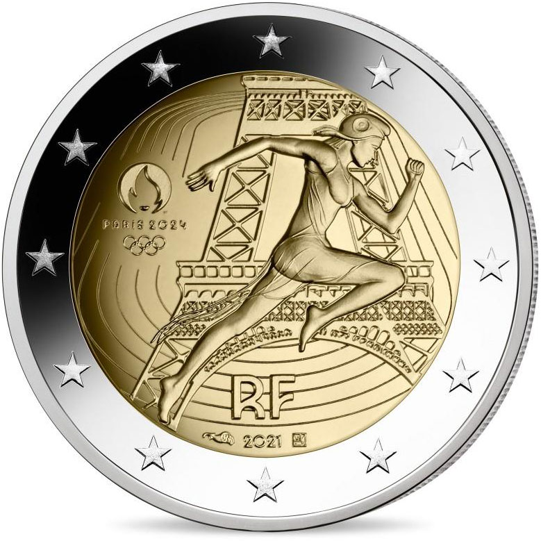 Image of 2 euro coin - Olympic Games Paris 2024 | France 2021