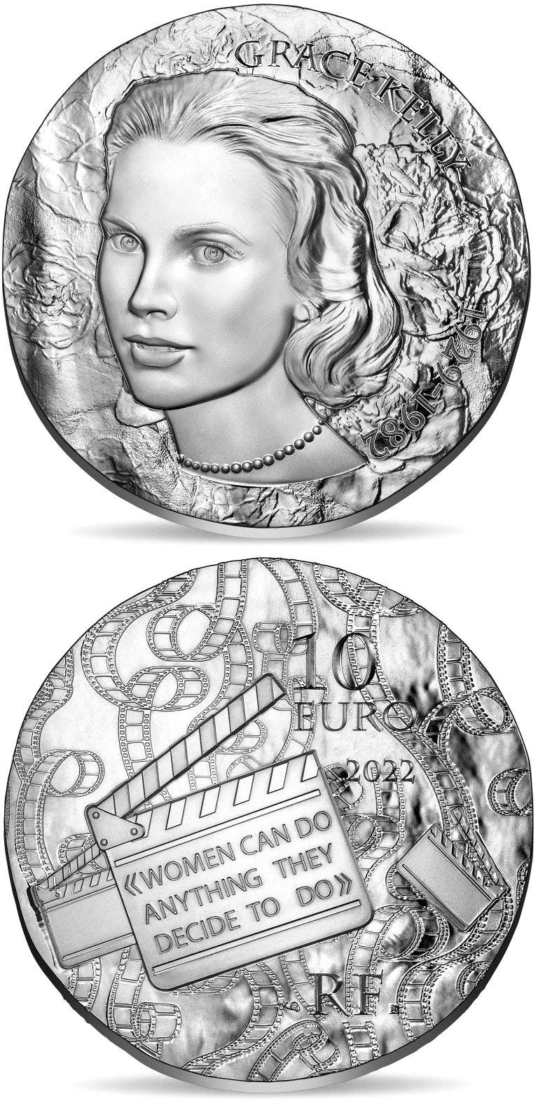 Image of 10 euro coin - Grace Kelly | France 2022.  The Silver coin is of Proof quality.
