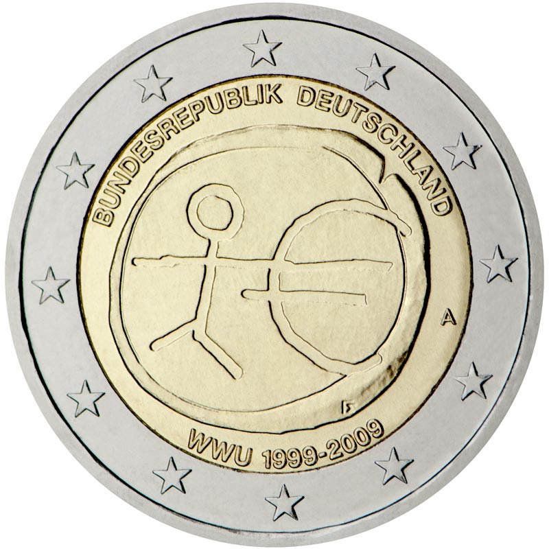 Image of 2 euro coin - 10th Anniversary of the Introduction of the Euro | Germany 2009