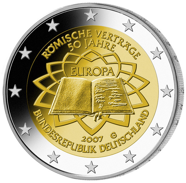 Image of 2 euro coin - 50th Anniversary of the Treaty of Rome | Germany 2007