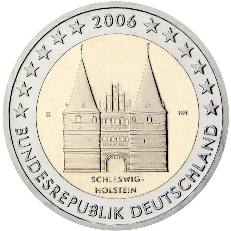 Image of 2 euro coin - Holstentor in Lübeck (Schleswig-Holstein) | Germany 2006