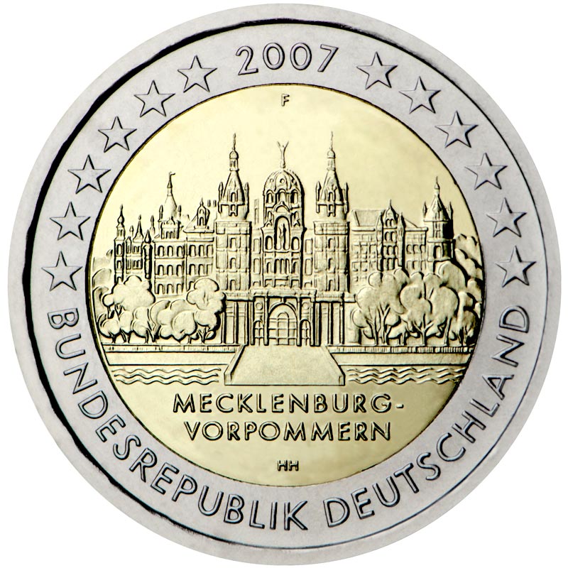 Image of 2 euro coin - Schwerin Castle (Mecklenburg-Vorpommern) | Germany 2007