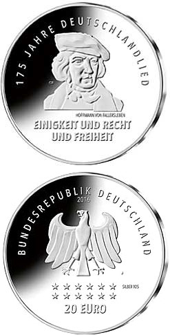 20 euro coin 175 Jahre Deutschlandlied | Germany 2016
