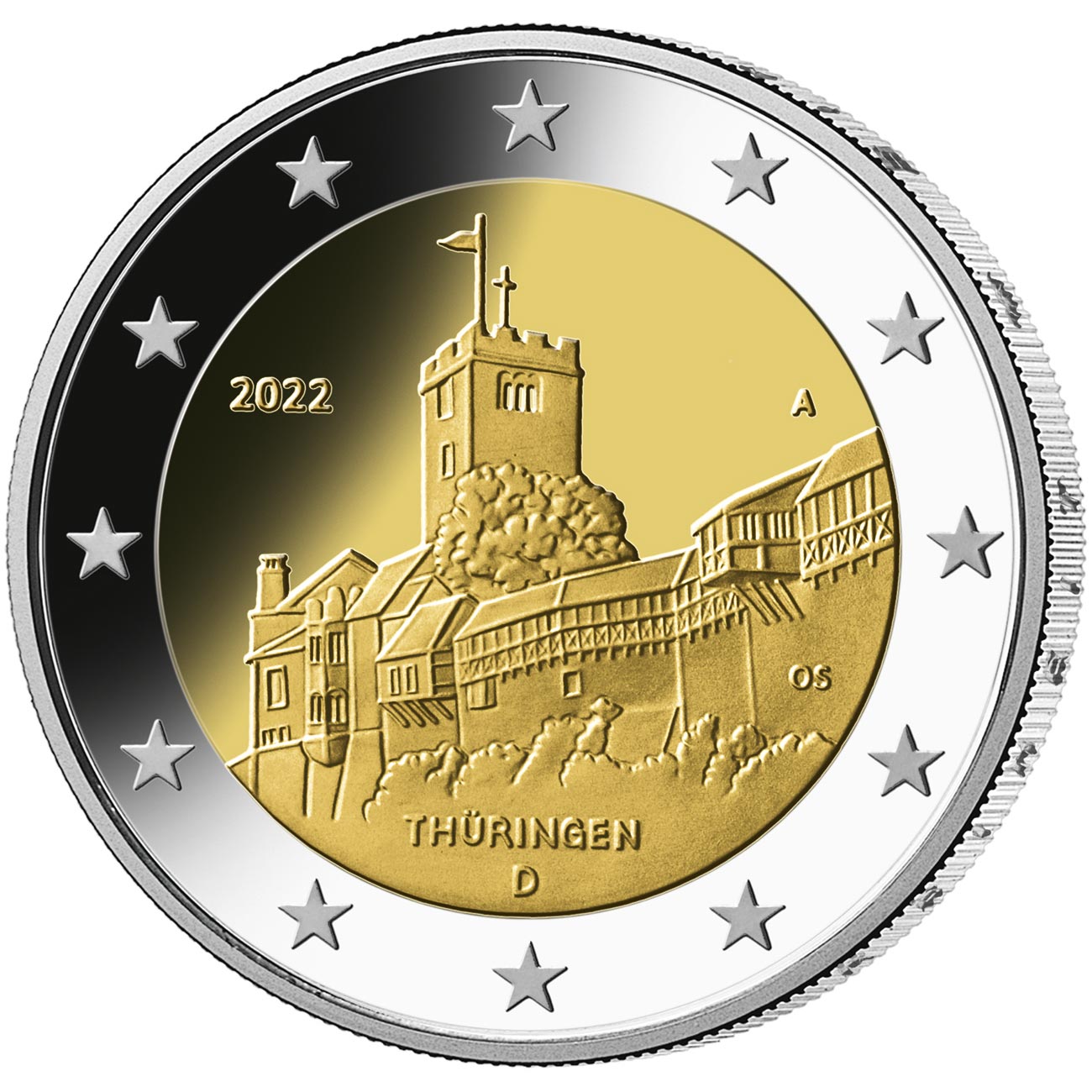 Image of 2 euro coin - Thüringen - Wartburg Castle in Eisenach | Germany 2022
